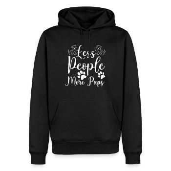 Weniger Menschen, mehr Welpen - Männer Premium Bio Hoodie - Schwarz - Vorne - Nico (187cm)