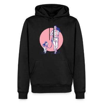 Femme et chien - Sweat à capuche Premium bio Homme - noir - Devant - Nico (187cm)