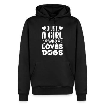 Juste une fille qui aime le chien - Blanc - Sweat à capuche Premium bio Homme - noir - Devant - Nico (187cm)