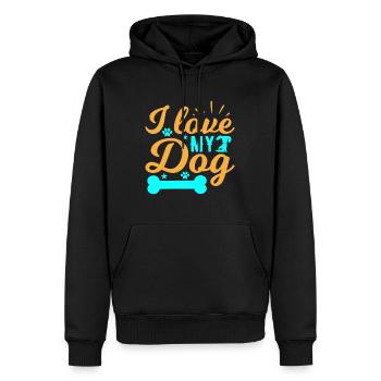 Ich liebe meinen Hund - Knochen - Pfoten - Sterne - Männer Premium Bio Hoodie - Schwarz - Vorne - Nico (187cm)
