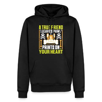 Ein wahrer Freund hinterlässt Pfotenabdrücke in de - Männer Premium Bio Hoodie - Schwarz - Vorne - Nico (187cm)