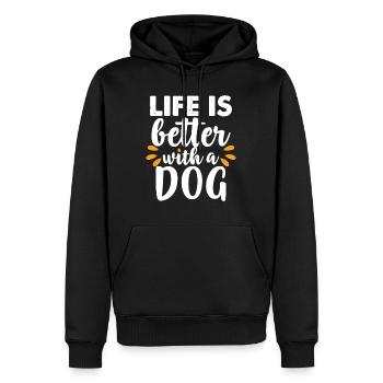 Das Leben ist besser mit einem Hund - Männer Premium Bio Hoodie - Schwarz - Vorne - Nico (187cm)
