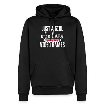Nur ein Mädchen, das Videospiele liebt - Männer Premium Bio Hoodie - Schwarz - Vorne - Nico (187cm)