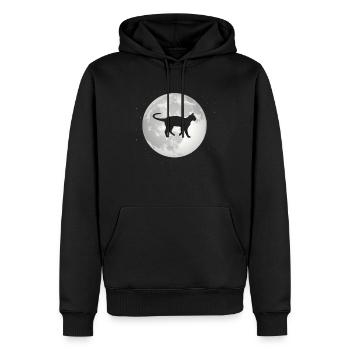 Pleine Lune - Chat - - Sweat à capuche Premium bio Homme - noir - Devant - Nico (187cm)