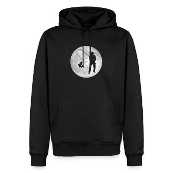 Pleine Lune - Pêche - - Sweat à capuche Premium bio Homme - noir - Devant - Nico (187cm)