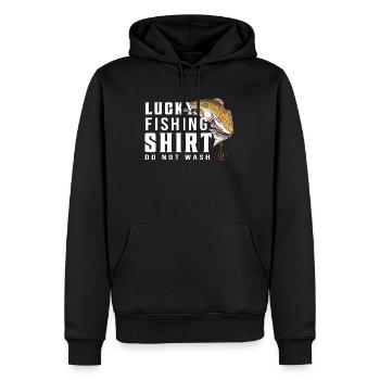 Ne lavez pas la chemise Lucky Fisher - (2) - Sweat à capuche Premium bio Homme - noir - Devant - Nico (187cm)