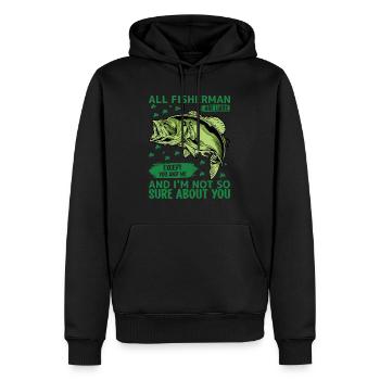 Alle Fischer sind Lügner, außer du und ich, und ic - Männer Premium Bio Hoodie - Schwarz - Vorne - Nico (187cm)