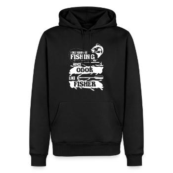 Je veux juste pêcher donc je sens comme un poisson - Sweat à capuche Premium bio Homme - noir - Devant - Nico (187cm)