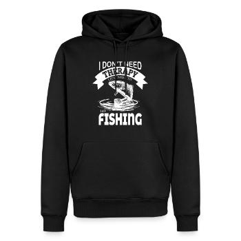 Ich brauche keine Therapie, ich muss nur angeln ge - Männer Premium Bio Hoodie - Schwarz - Vorne - Nico (187cm)