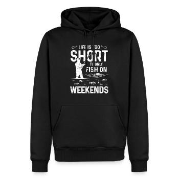 La vie est trop courte pour être confinée seulement le week-end - Sweat à capuche Premium bio Homme - noir - Devant - Nico (187cm)