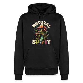 Aesthetic Goblincore Cottagecore Mushrooms Nature Motif - Sweat à capuche Premium bio Homme - noir - Devant - Nico (187cm)