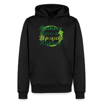 Reduce Reuse Upcycle Repeat - Männer Premium Bio Hoodie - Schwarz - Vorne - Nico (187cm)