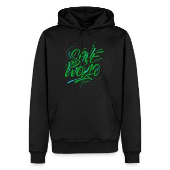 Save the World Graffiti Aktivismus - Männer Premium Bio Hoodie - Schwarz - Vorne - Nico (187cm)