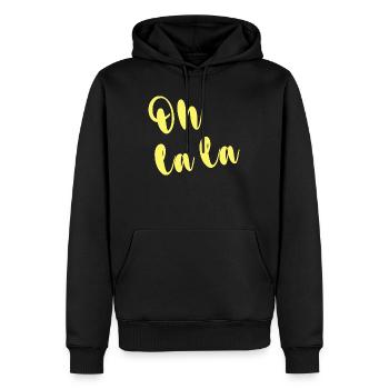 OH LA LA - Männer Premium Bio Hoodie - Schwarz - Vorne - Nico (187cm)