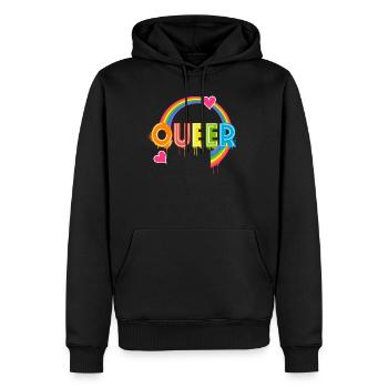 Typographie queer Mois de la fierté Égalité des droits LGBTQ - Sweat à capuche Premium bio Homme - noir - Devant - Nico (187cm)