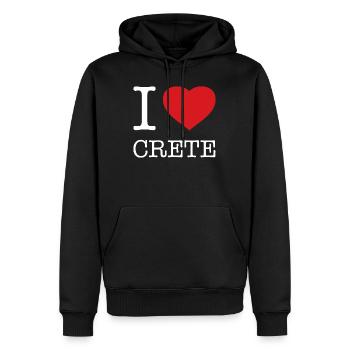 J’ADORE LA CRÈTE KRETA - Sweat à capuche Premium bio Homme - noir - Devant - Nico (187cm)