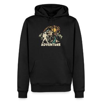 retro wandern Abenteuer vintage trekking Natur - Männer Premium Bio Hoodie - Schwarz - Vorne - Nico (187cm)