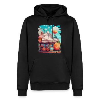 Création colorée fête foraine, jeux, bonbons - Sweat à capuche Premium bio Homme - noir - Devant - Nico (187cm)