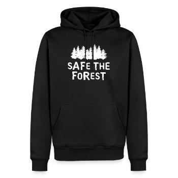 Protégez la forêt avec la silhouette de la forêt comme symbole de logo - Sweat à capuche Premium bio Homme - noir - Devant - Nico (187cm)