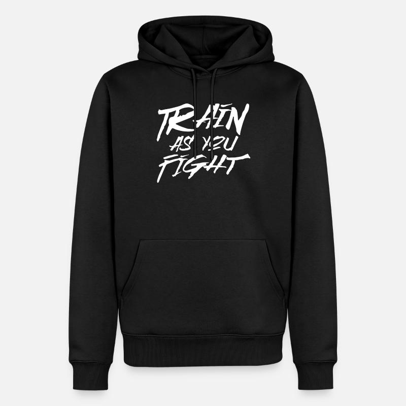 Entraînez-vous pendant que vous combattez - Sweat à capuche Premium bio Homme - noir