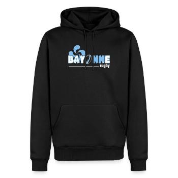 Rugby Bayonne Basque Supporter Homme Femme Enfant - Sweat à capuche Premium bio Homme - noir - Devant - Nico (187cm)