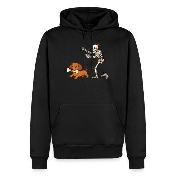 Humour Squelette Poursuit Chien Teckel - Sweat à capuche Premium bio Homme - noir - Devant - Nico (187cm)