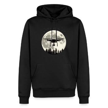 Drone Pleine Lune - Sweat à capuche Premium bio Homme - noir - Devant - Nico (187cm)
