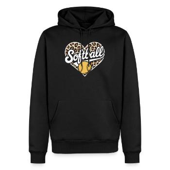 Leopard Muster Softball Herz Design - Männer Premium Bio Hoodie - Schwarz - Vorne - Nico (187cm)