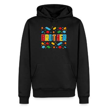 Frère brique constructeur Créatif Famille Bloc Amoureux - Sweat à capuche Premium bio Homme - noir - Devant - Nico (187cm)