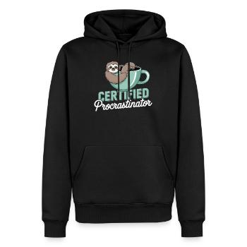 paresse humour - Sweat à capuche Premium bio Homme - noir - Devant - Nico (187cm)