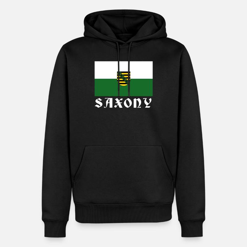 Drapeau de la Saxe avec armoiries - Sweat à capuche Premium bio Homme - noir