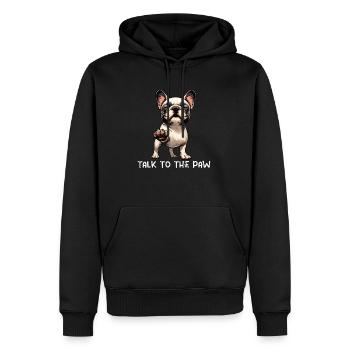 Talk to the Paw French Bulldog Frenchie - Men’s Premium Organic Hoodie - black - Front - Nico (187cm)