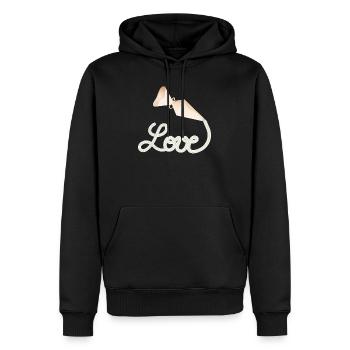 Spritzbeutel schreibt „Love“ – süßes Deko-Motiv - Männer Premium Bio Hoodie - Schwarz - Vorne - Nico (187cm)
