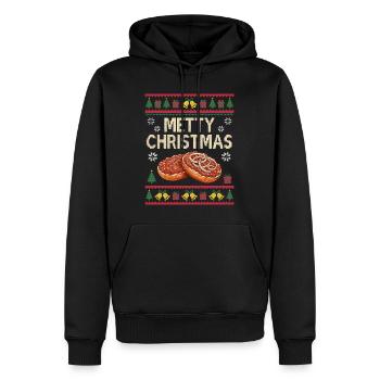 Lustiges Mett Weihnachten Geschenk Mettbrötchen - Männer Premium Bio Hoodie - Schwarz - Vorne - Nico (187cm)