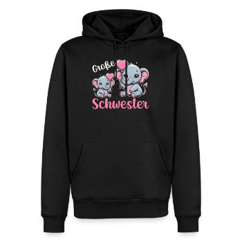 Große Schwester Elefanten Älteres Geschwisterkind - Männer Premium Bio Hoodie - Schwarz - Vorne - Nico (187cm)