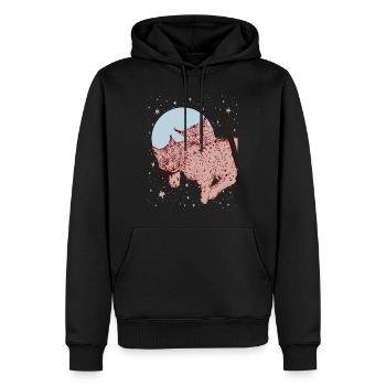 WIR IN EINEM ANDEREN UNIVERSUM - Männer Premium Bio Hoodie - Schwarz - Vorne - Nico (187cm)