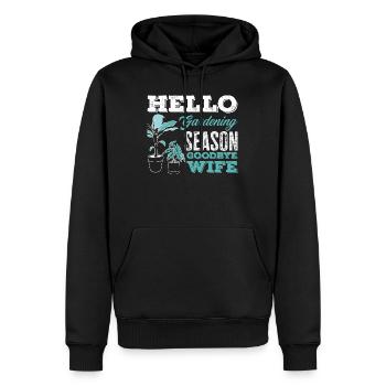 Saison du jardinage Adieu épouse - Sweat à capuche Premium bio Homme - noir - Devant - Nico (187cm)