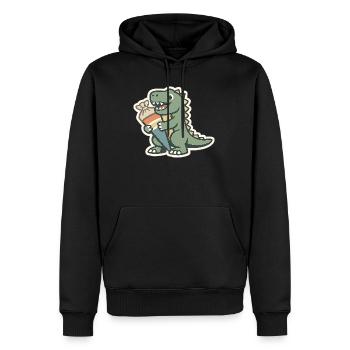 Dino Einschulung Personalisierbar Name Schule - Männer Premium Bio Hoodie - Schwarz - Vorne - Nico (187cm)