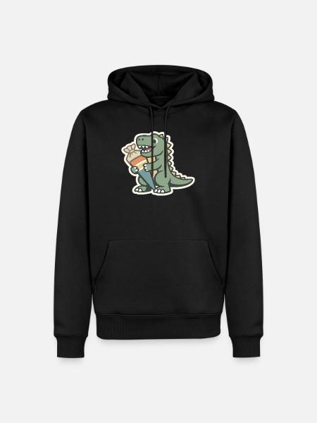 Dino Einschulung Personalisierbar Name Schule - Männer Premium Bio Hoodie - Schwarz