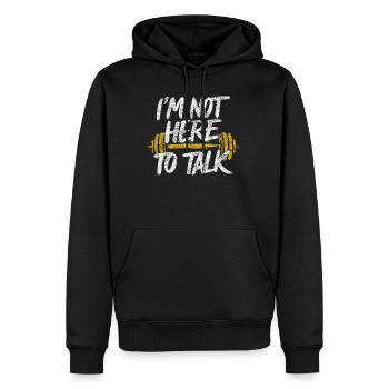 Je ne suis pas là pour parler - Gym Citation Fitness Palestra - Sweat à capuche Premium bio Homme - noir - Devant - Nico (187cm)