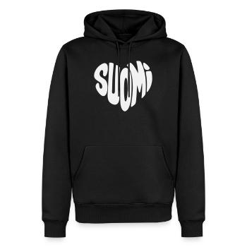 Finnland, Suomi Herz Typo - Männer Premium Bio Hoodie - Schwarz - Vorne - Nico (187cm)