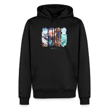 Ibiza Urlaub Travel – Balearen Strand & Party - Männer Premium Bio Hoodie - Schwarz - Vorne - Nico (187cm)