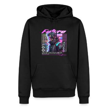 Neon Cyberpunk Fahrradfahrer - Männer Premium Bio Hoodie - Schwarz - Vorne - Nico (187cm)
