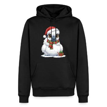 Poulet de soie drôle - Chapeau de Père Noël et... - Sweat à capuche Premium bio Homme - noir - Devant - Nico (187cm)