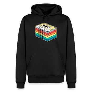 Bande cassette arc-en-ciel vibrante - Sweat à capuche Premium bio Homme - noir - Devant - Nico (187cm)