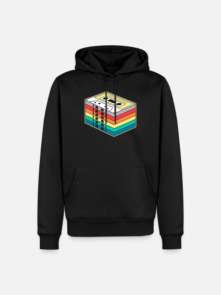 Vibrant Rainbow Kassette - Männer Premium Bio Hoodie - Schwarz