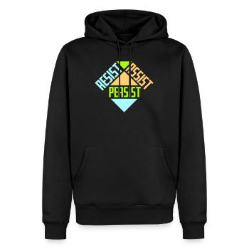 Resist Assist Persist Aktivismus Motivation Logo - Männer Premium Bio Hoodie - Schwarz - Vorne - Nico (187cm)