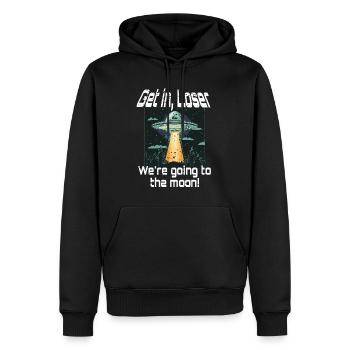 Bitcoin Get In Loser To The Moon UFO Alien Meme - Sweat à capuche Premium bio Homme - noir - Devant - Nico (187cm)
