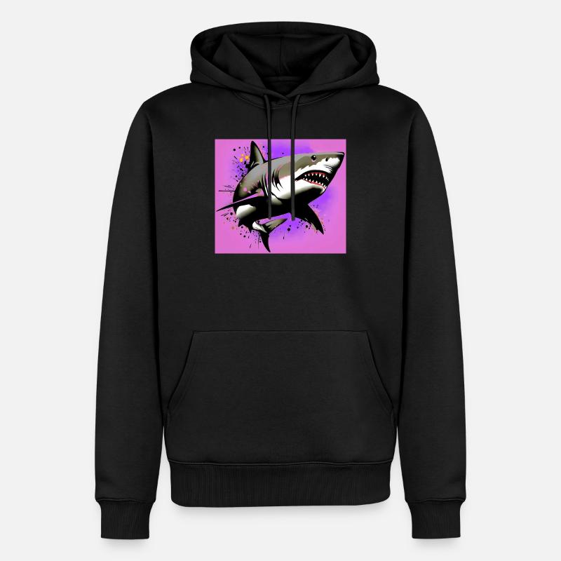 Requin - Sweat à capuche Premium bio Homme - noir