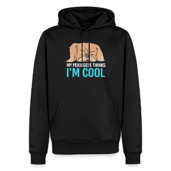 Péningois pékinois - Sweat à capuche Premium bio Homme - noir - Devant - Nico (187cm)